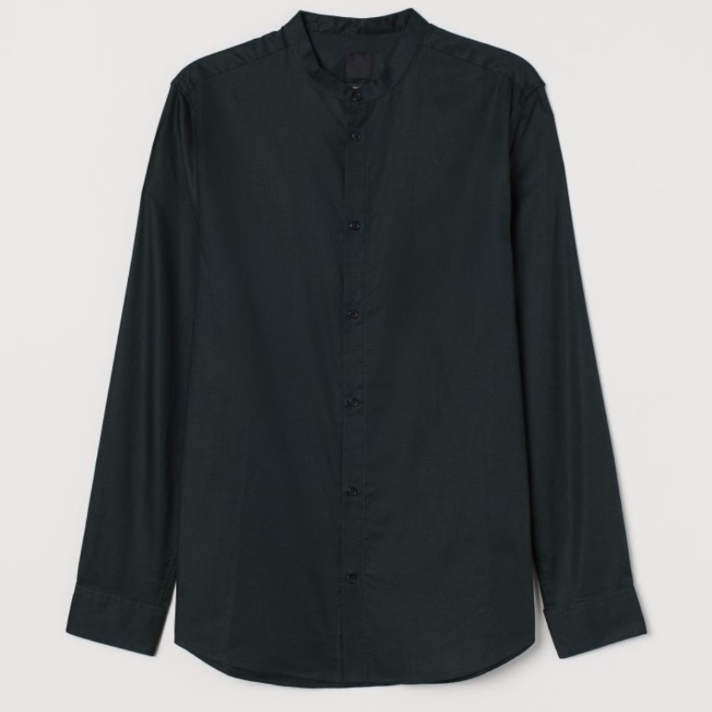 NEW Men’s H&M Band-Collar Shirt Slim Fit NWT